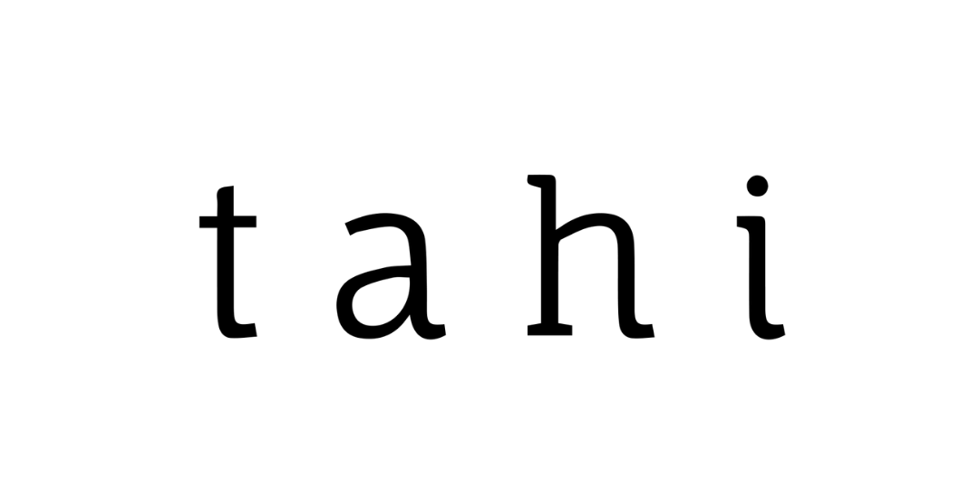 Tahi brand logo in black serif font with transparent background